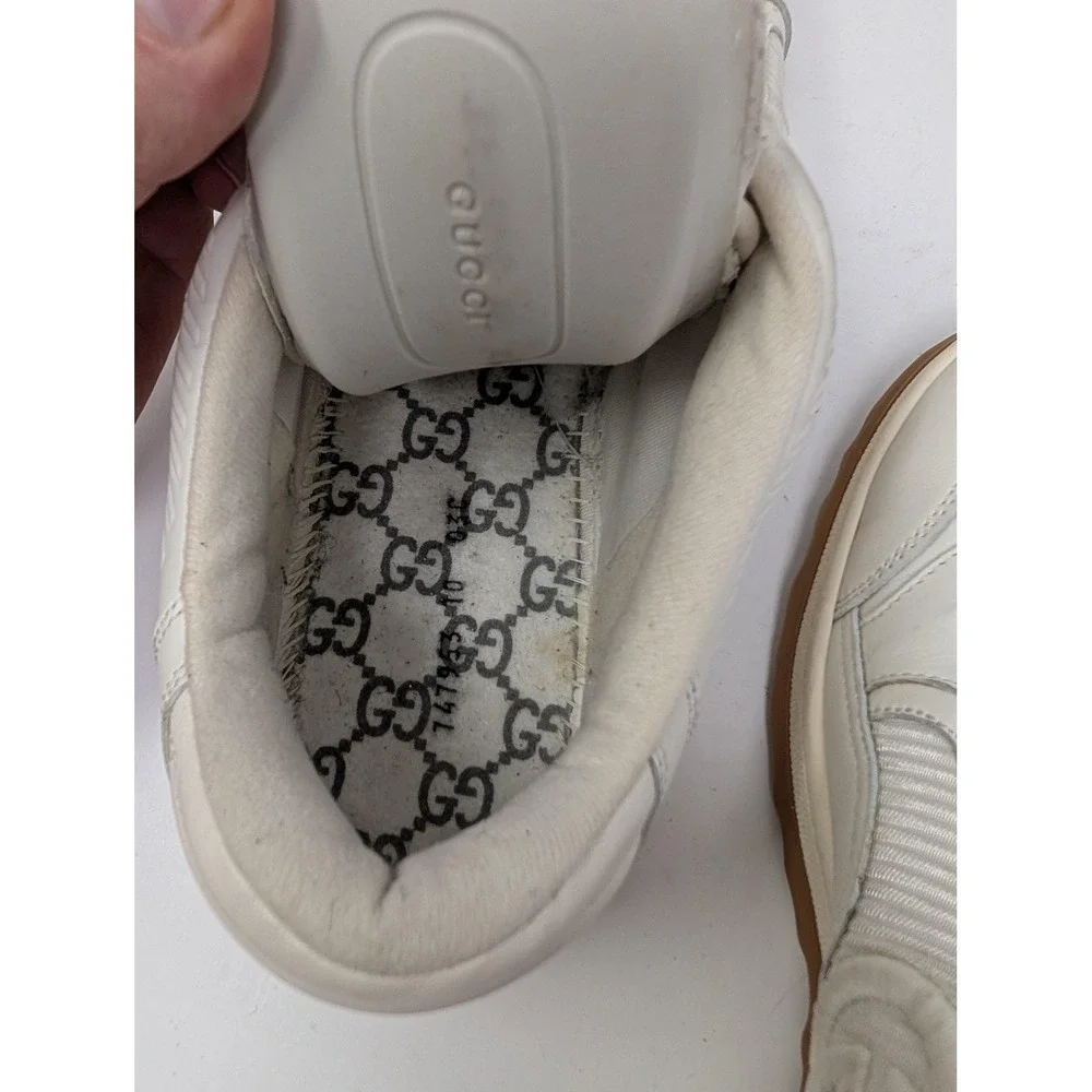 Gucci Mac80 Shoes Mens Size 10 White Leather Gum Sole Casual Ace Logo Sneakers
